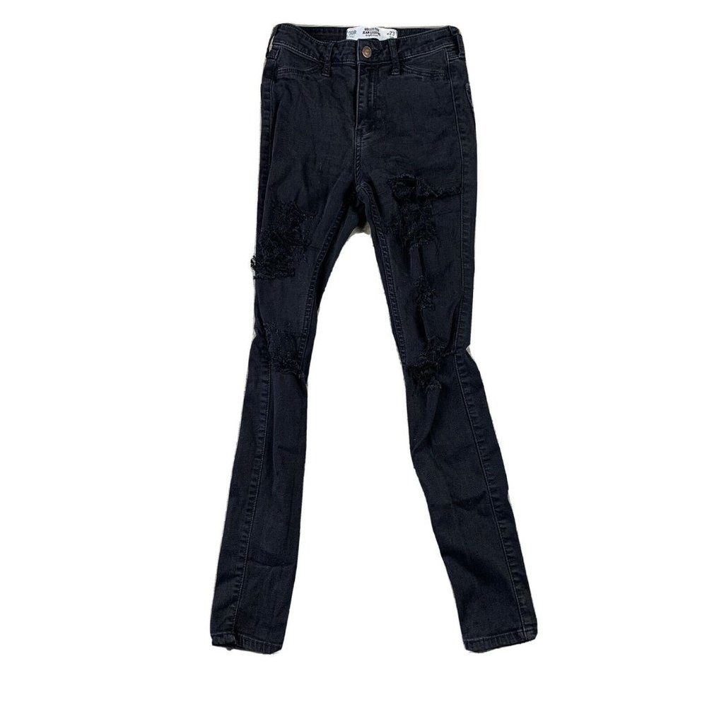 Hollister Junior Women 00 (23) x 27” Inseam High Rise Skinny Jagging Jeans Black